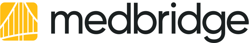 MedBridge logo with a yellow geometric shape on the left and "medbridge" in bold black lowercase letters on the right.